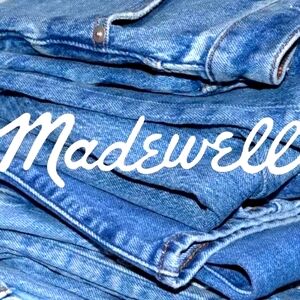 MADEWELL WOMEN'S GIRLS TEENS BLUE DISTRESSED DISTROYED FADED PRE-OWNED JEANS